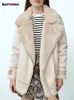 Damen Leder Faux Aotvotee Dicke Warme Jacken für Frauen Mode Pelz Gefüttert Mantel Vintage Chic Lose Casual Oberbekleidung 231129