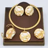 Necklace Earrings Set Brazilian Golden Plated Jewelry For Women Pendant And Weddings Bridal Jewellery Fashion Accessory Gift