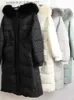 Parka da donna in piumino invernale Donna 90% piumino d'anatra bianco Cappotto lungo in pelliccia con cappuccio modello rombo Parka Argyle Giacca lunga a quadri scozzese Capispalla da neve L231129