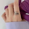 Cluster Rings GANXIN 2023 Geometric Open Ring Retro Ancient Silver Color Chains Hollow Punk Jewellery Adjustable Star For Womens