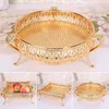 Organizacja Golden Fruit Tray Creative Vintage Gold Round Square Fruit Plate Multifunkcyjna metalowa przekąska domowa talerz do przechowywania