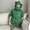 Baby-Winterkleidung für Kinder, über dem Knie, weißer Entendaunenmantel, grüner Frosch-Daunenjacke, mittellang