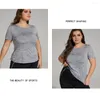 アクティブシャツLから4XLプラスサイズの女性ジム衣料ファッションオープンランニングTシャツポリエステル