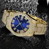 Rolaxs Montre Diamant Montres Montres De Luxe Or Romain Bling Hip Hop Plein Glacé Quartz Bleu Hommes Argent Diomand Reloj De Diamantes rj