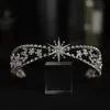Bröllopshår smycken barock lyxig kristallstjärna pannband krona strass hårband för kvinnor bling brud tiara hår krona bröllop huvudtillbehör 231128