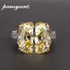 PANSYSEN Charms 14 14 mm Anillos de citrino natural para mujer 100% joyería de plata esterlina 925 genuina Anillo de aniversario de compromiso T2009253A