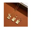 Designer Jewelry Set Necklace Earrings Letter C With Box Skeleton Square 3D Collarbone For Women's jewelry Stud For Gift Party Date Show Travel