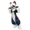 Halloween cute Long Fur Husky Fox Mascot Costumes High Quality Cartoon Theme Character Carnival Adults Size Outfit Christmas Party Outfit Suit For Men Women