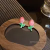 Stud Earrings VSnow Korean Fashion Pink Tulip Flower Enamel Earings For Women Temperament Plant Metal Jewelry Accessories