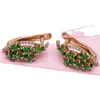 Dangle Earrings 585 Purple Gold Classic Inlaid Emerald For Women 14K Rose Plated Fresh Light Luxury Party Wedding Jewelry