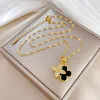 Fashional New Womens Designer Fashion Flowers Four-Leaf Clover Cleef Pendant Halsband Guldhalsband smycken