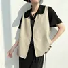 Gilet in pelle da donna Normcore/minimalista in stile occidentale Donna Gilet allentato nero beige reale Mujer Maglione Manteau Jack senza maniche