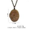 Pendant Necklaces Oval Carved Flower Stripe Locket Necklace Women Vintage Ancient Brass Opening Po Box Jewelry