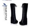 Boots 14cm Leather Platform Women Knee High Lace Up Sexy Heels Autumn Woman Shoes Winter Size 3443 231128