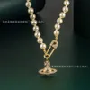 Viviennely Westwoodly Classic Full Diamond Pins土星真珠ネックレスフェミニンマイノリティデザインセンスカラーチェーン