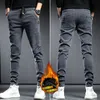 Calças masculinas outono inverno high-end lã de pelúcia streetwear roupas masculinas calças casuais cintura elástica e comprimento total joggers jeans 231129