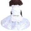 Cão vestuário gato vestido de casamento flores pérolas design pet filhote de cachorro vestidos de festa outfitvaiduryd