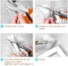Schaar tesoura de ângulo de borda de 45 graus e 90 graus/tesoura de ângulo multifuncional/cortador de ranhura de fio com 5 lâminas de reposição e chave inglesa