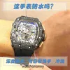 Designer Ri mliles Luxury watchs Richa Red Devil Carbon Fiber Watch Men's Wine Barrel Transparent Net Same Mechanical Millr Rm056