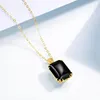 Halsketten SILVERCHAKRA 585 14k Gold Farbe Halsketten Schwarzer Onyx Edelsteine Anhänger Halskette für Frauen 925 Sterling Silber Feiner Schmuck 231129