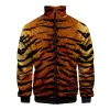 Men's Jackets 3D Printed Tiger Pattern Men Long Sleeve Casual Fashion Jacket Top Breathable Streetwear Loose Comfortable Zip-up Coats