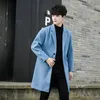 Men's Wool Blends Men Long Coat Autumn Winter Wool Blend Pure Color Casual Business Fashion Slim Windbreaker Jacket Men Clothing 231128