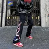 Pantalon motif flamme pantalon évasé coréen Streetwear Punk pantalon Joggers hommes Hip Hop Cargo pantalon sarouel