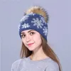 BeanieSkull Caps XTHREE natural mink pom poms wool rabbit fur knitted hat Christmas snow Skullies winter for women girls feminino 231128