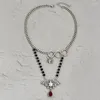 Pendentif colliers araignée chauve-souris collier femmes cristal rouge 2023 mode noir perlé fête gothique bijoux Vintage métal Naszyjnik