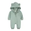 Baby Mädchen Kleidung Solide Kaninchen Kapuzen Langarm Baby Overall Unisex Baby Winterkleidung für Neugeborene 2073