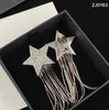 Exaggerated Big Diamond Star Earrings Dangle Earring Have Stamp Brand Tassel Drop Stud Clip Women's Party Wedding Luxurious Jewelry Earrings Eardrops aretes