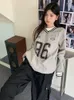Herren Hoodies Sweatshirts HOUZHOU Kpop Frauen Vintage Y2k V-ausschnitt Sport Tops Übergroße Koreanische Streetwear Hip Hop Weibliche Gedruckt Dünne 231128