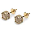 Hip Hop Screw Back Stud Earrings White Zircon Dangle Earrings Gold Plated Vintage Geometric Jewelry Whole246F