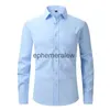 Koszule męskie 2023 Sukienka Business Soild długoterminowy mleved Stretch Slim Elastic Fit Mężczyzna Mężczyźni Social Formal Shirt Rozmiar S-2xlephemeralew