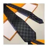 Nœuds papillons pour hommes Cravate de luxe Damier matelassé Plaid Designer Cravate de haute qualité en soie avec boîte noir bleu blanc T220 Drop Delivery Fashio Dhib7
