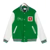 Mit Aufklebern bestickte Herrenjacke, bedruckte Lederjacke, High Street Baseballjacke, Herren Herbst American Retro