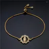 Charm Bracelets Classic Design Gold Color Blessed Virgin Mary For Women Girl Luxury Zirconia Bracelet Religious Jewelry