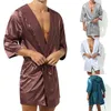 Säljer män sommarbadrock manlig siden kort ärm badrock sexig mens klädklänning badrobesno shorts 220511234i