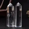 Decorative Figurines Beautiful Clear High Temperature Melted Smelting Crystal Quartz Point Hexagonal Obelisk Wand Specimen Reiki Healing