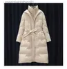 Women's Down Parkas High-end European station down jacket women 2023 new solid color in the long temperament slim white duck down thick coat tide L231129
