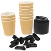 Gobelets jetables pailles papier tasse à café tasses boisson couvercles isolés jus de lait Anti-fuite fête de boisson