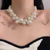 Chains Ccbodily Elegant Big White Imitation Pearl Beads Choker Necklace Clavicle Chain For Women Wedding Jewelry