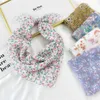 Scarves 58cm Flower Cotton Square Neck Scarf Women Hair Band Fashion Print Wrap Hairband Headband Hairscarf Turban Kerchief Bandanas J230428