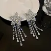 Charm Freetry Micro Inlaid Zircon Tassel örhängen för kvinnor Trendiga Full Crystal Star Drop Earring Statement Party Jewelry 231129