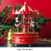 Supplies Village Decoration Wooden BA Music Box Red Blue Pink Carousel Christmas Toy para crianças Presentes de férias infantis 231124