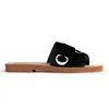 Designer tofflor kvinnor berömda sandaler woody mule strandskor web svart tryck bild duk gummirosa sandal sommar platt toffel 36-41