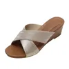 Sandali da donna Pantofole estive con zeppa da donna Esterno in pelle tinta unita Slip On da donna Taglia 8 Gomma da donna