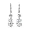 8a CZ Canary 10*14mm Sterling Sier Tassel Ear Hooks Pointed Bottom Oval Brilliant Cut Long Female Earrings