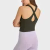 Lu Align Woman Tanks Couleur unie Gym Camisoles dos nu Débardeur femme Long Sport Citrons Hauts Fitness Crop Top X Crossover Soutien-gorge serré avec coussinets de poitrine Sport Lemonswear Citron