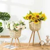 Garden Decoration Floor Vase Plant Stand Wickerwork Flower Pot Holder Display Potted Rack Rustic Decor Plant Pot Garden Supplies T306A